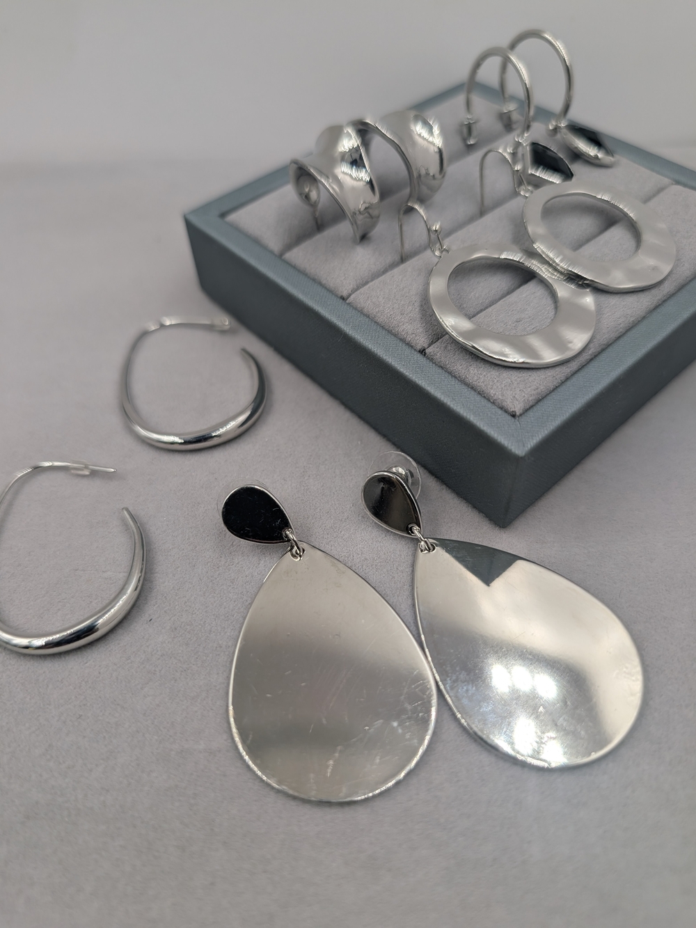 Silver Teardrop Dangle Earrings - Women Jewelry